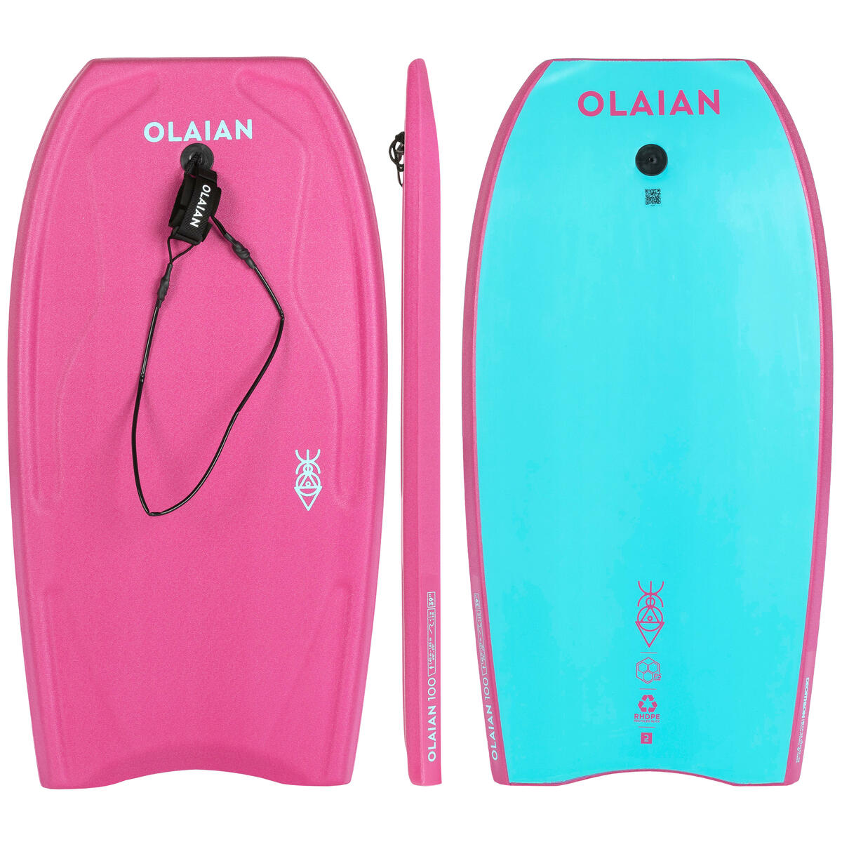 Bild 1 von Bodyboard Handgelenk-Leash 100 rosa/blau