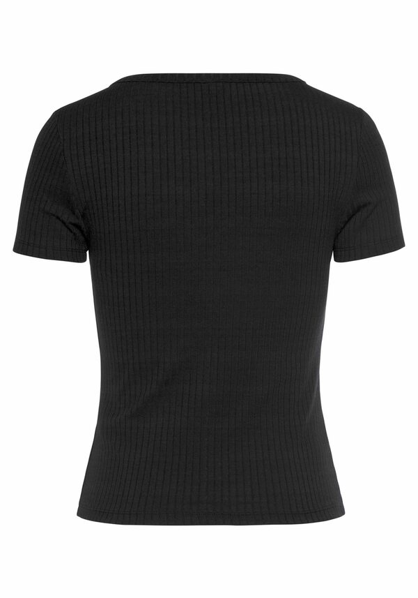 Bild 2 von LASCANA Kurzarmshirt aus Rippware mit Zierknopfleiste