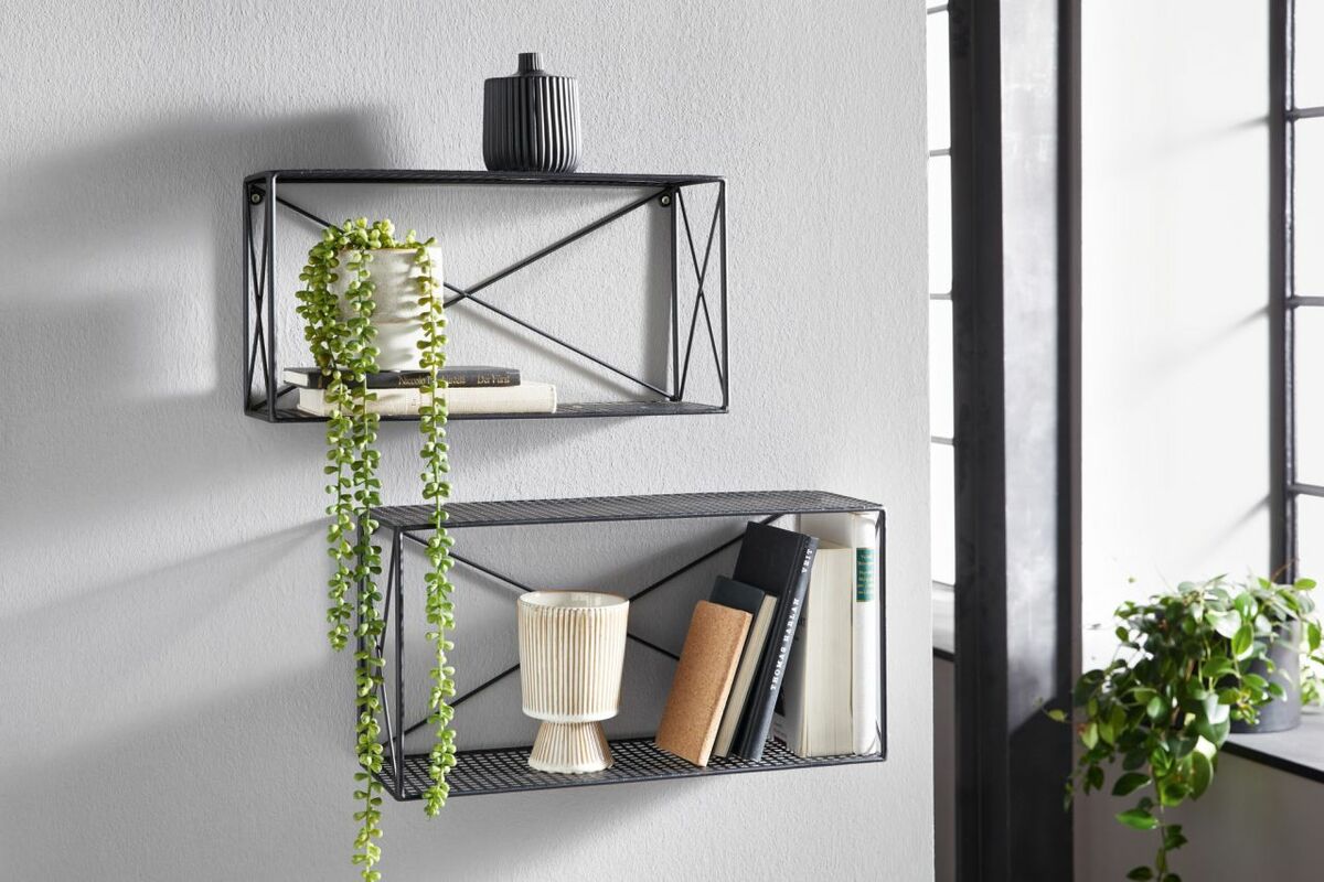 HomeLiving Wandregal "Gitter", 2er Set Wohnen Möbel Deko Ordnung
