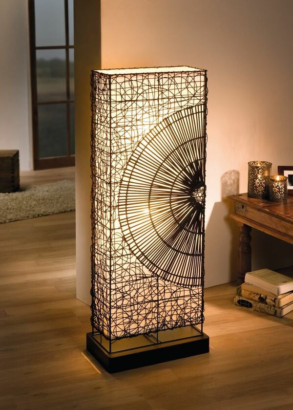Bild 1 von HomeLiving Stehlampe "Sonne", trendiges Design, braun eingefärbtes Rattan, sicherer Stand