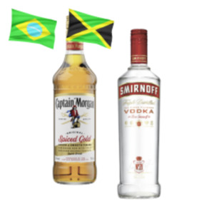 Smirnoff No.21 Vodka, Captain Morgan  Spiced Gold, White Rum oder Pitu Cachaça.do Brasil