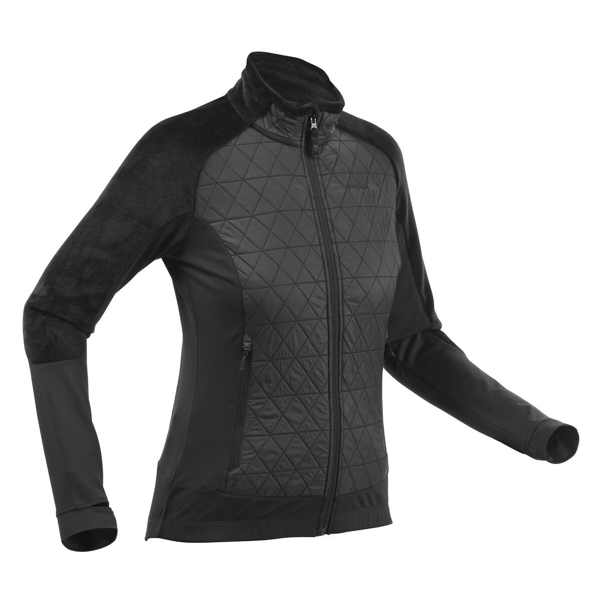 Bild 1 von Fleecejacke Damen warm Hybrid Winterwandern - SH900 Mountain schwarz