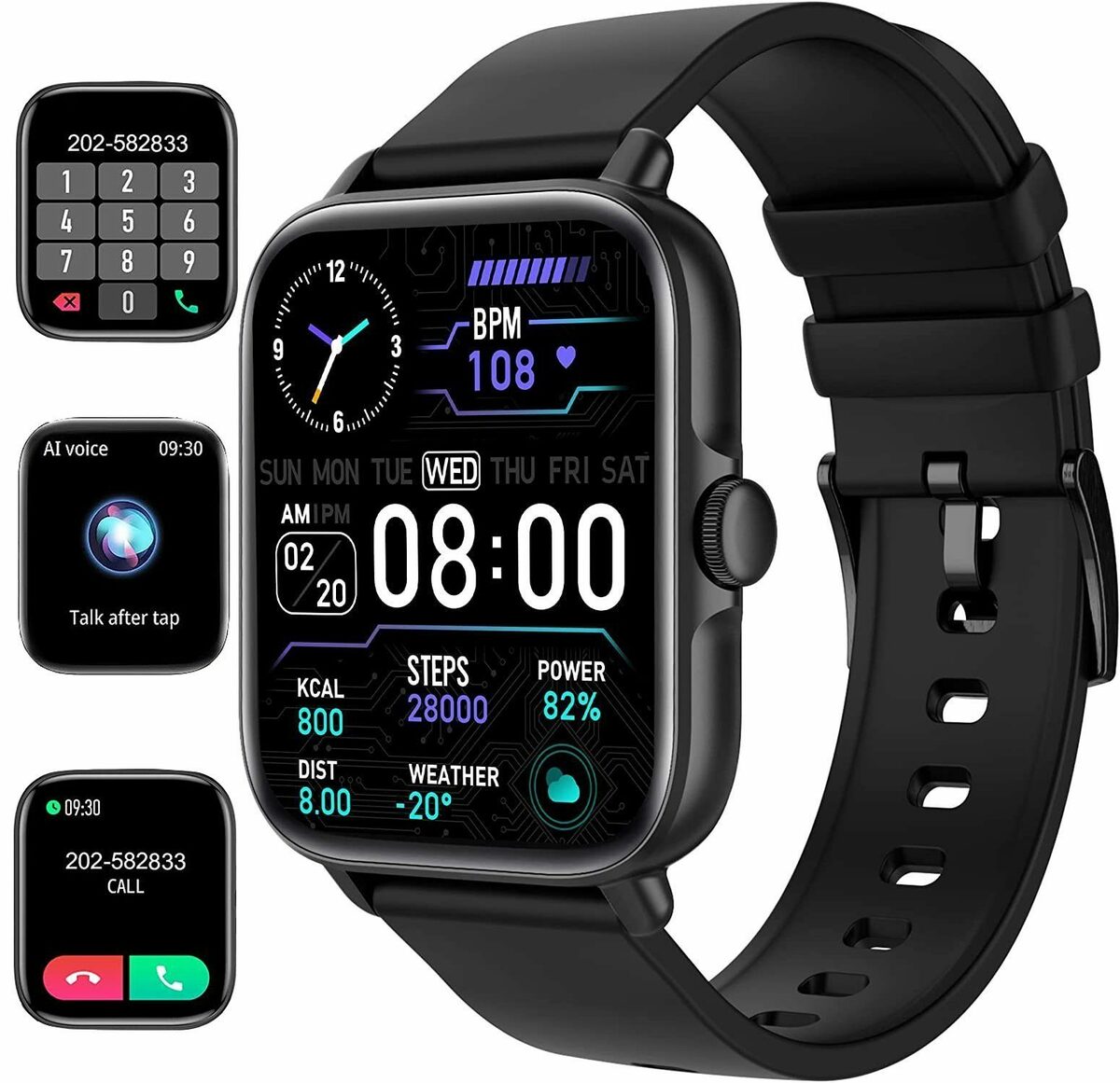 Bild 1 von Mutoy Smartwatch, Fitness Tracker Uhr, Damen Herren Smartwatch (Fitnessuhr mit Telefonfunktion 1,69" HD Voll Touchscreen Zoll, Smartwatch Fitness Tracker Uhr, IP67 Wasserdicht, Uhren Watch für