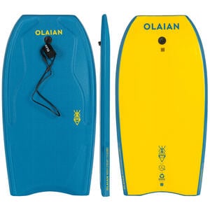 Bodyboard mit Handgelenk-Leash 100 blau/gelb