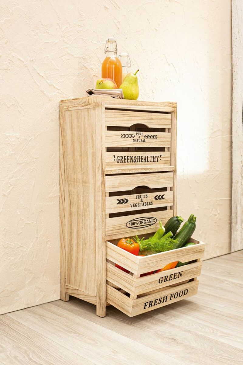 Bild 1 von HomeLiving Kommode "Food Storage" 3 Schubladen Möbel verstauen platzsparend Wohnzimmer
