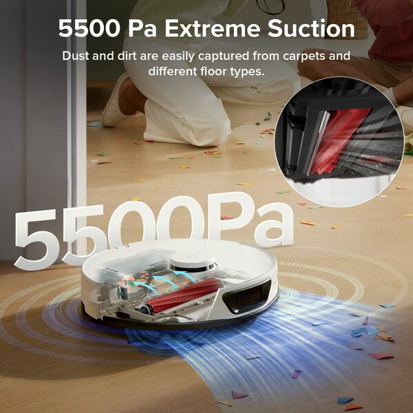 Bild 3 von Roborock Saugroboter S7 Max Ultra, 60,00 W, 5500 Pa, Mit Selbstreinigend, selbsttrocknend, Upgrade zur Hindernisvermeidung, App und Sprachsteuerung (Upgrade von S7 Pro Ultra, VS S8 Pro Utra)