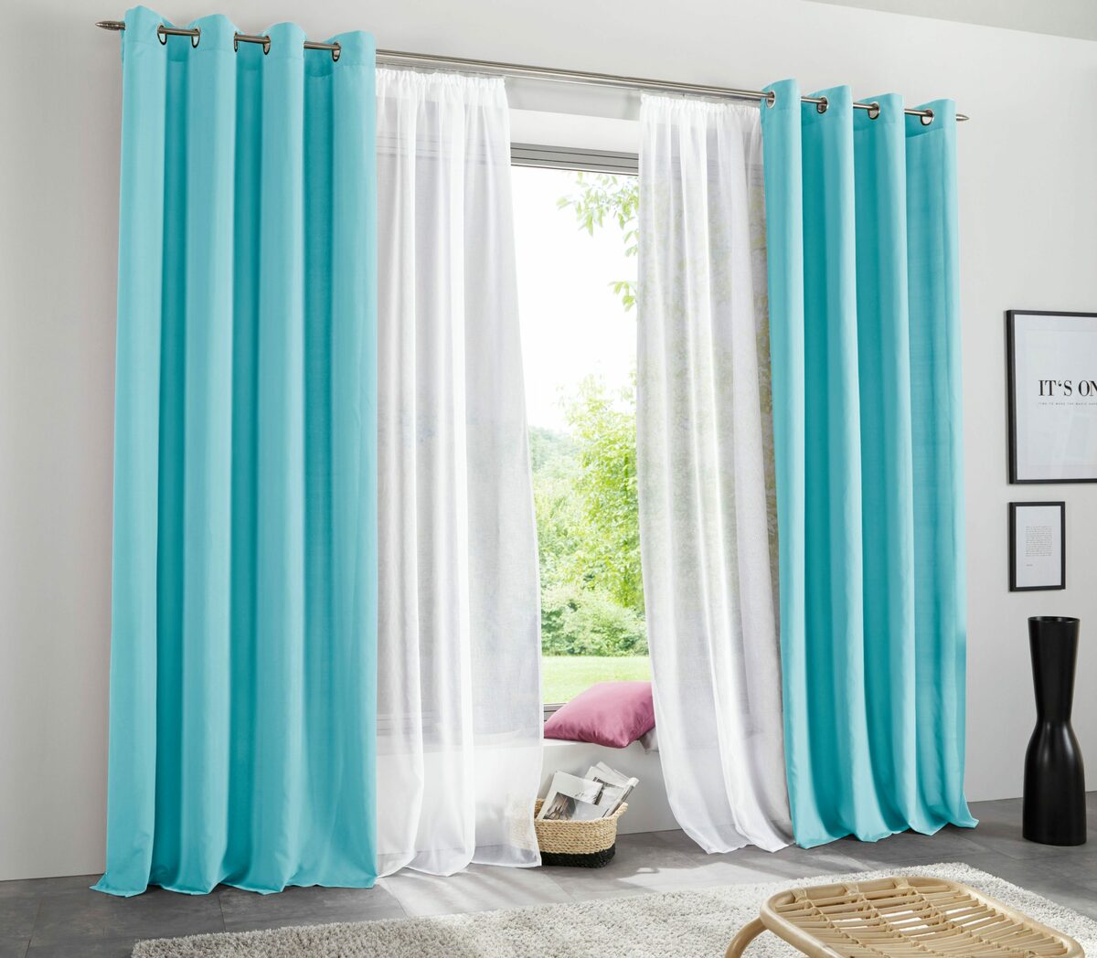 Bild 1 von Vorhang Raja, my home, Ösen (2 St), blickdicht, Polyester, 2er-Set, glatt, einfarbig, verschiedene Größen