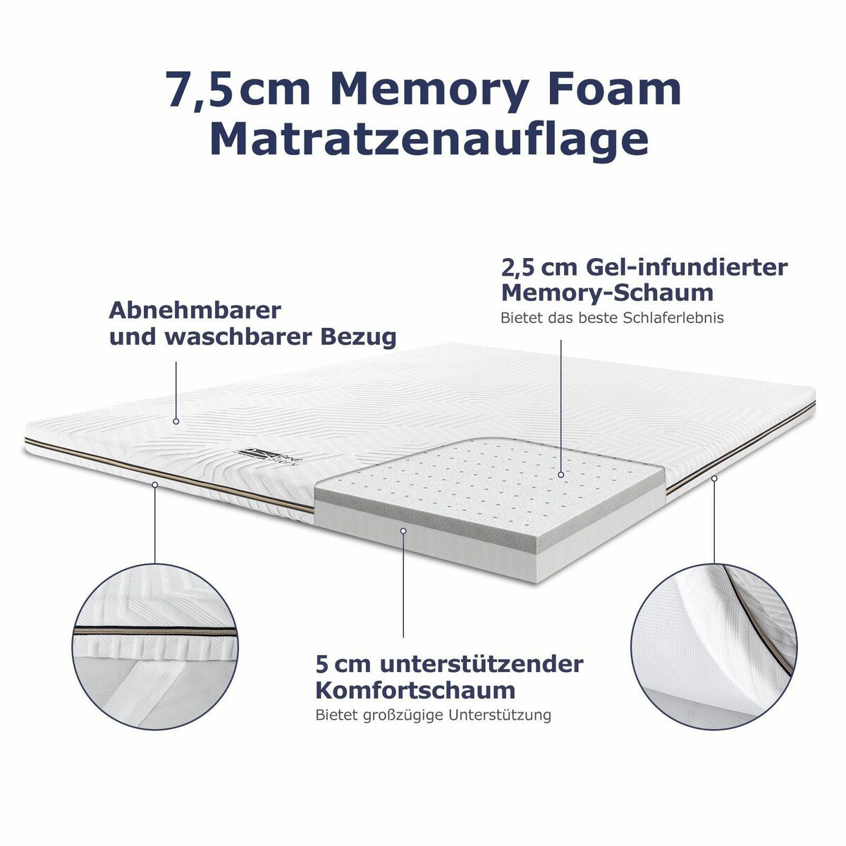Bild 3 von Topper Matratzentopper 160x200cm, H3/H4, BedStory, 7.5 cm hoch, Gel Kaltschaum