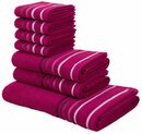 Bild 1 von my home Handtuch Set Niki, Walkfrottee, (Set, 7-tlg), Handtuchset mit mehrfarbiger Streifenbordüre, aus 100% Baumwolle