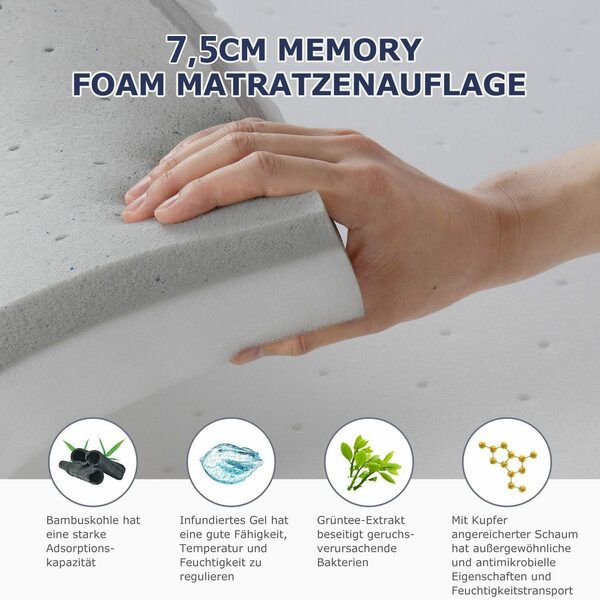 Bild 4 von Topper Matratzentopper 160x200cm, H3/H4, BedStory, 7.5 cm hoch, Gel Kaltschaum