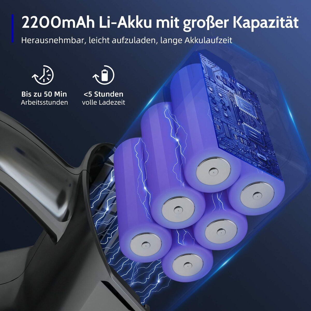 Bild 4 von *Aiibot Akku-Hand-und Stielstaubsauger Akku Staubsauger, Staubsauger Kabellos,Akkusauger, mit 25000Pa, bis zu 50 Minuten Laufzeit, hocheffizientes Filtersystem mit Waschbarer HEPA-Filter