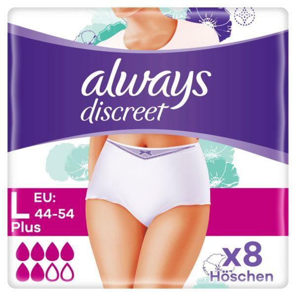 Bild 1 von Always Discreet Inkontinenz und Wochenbett Höschen Für Frauen Plus L 8 Stück