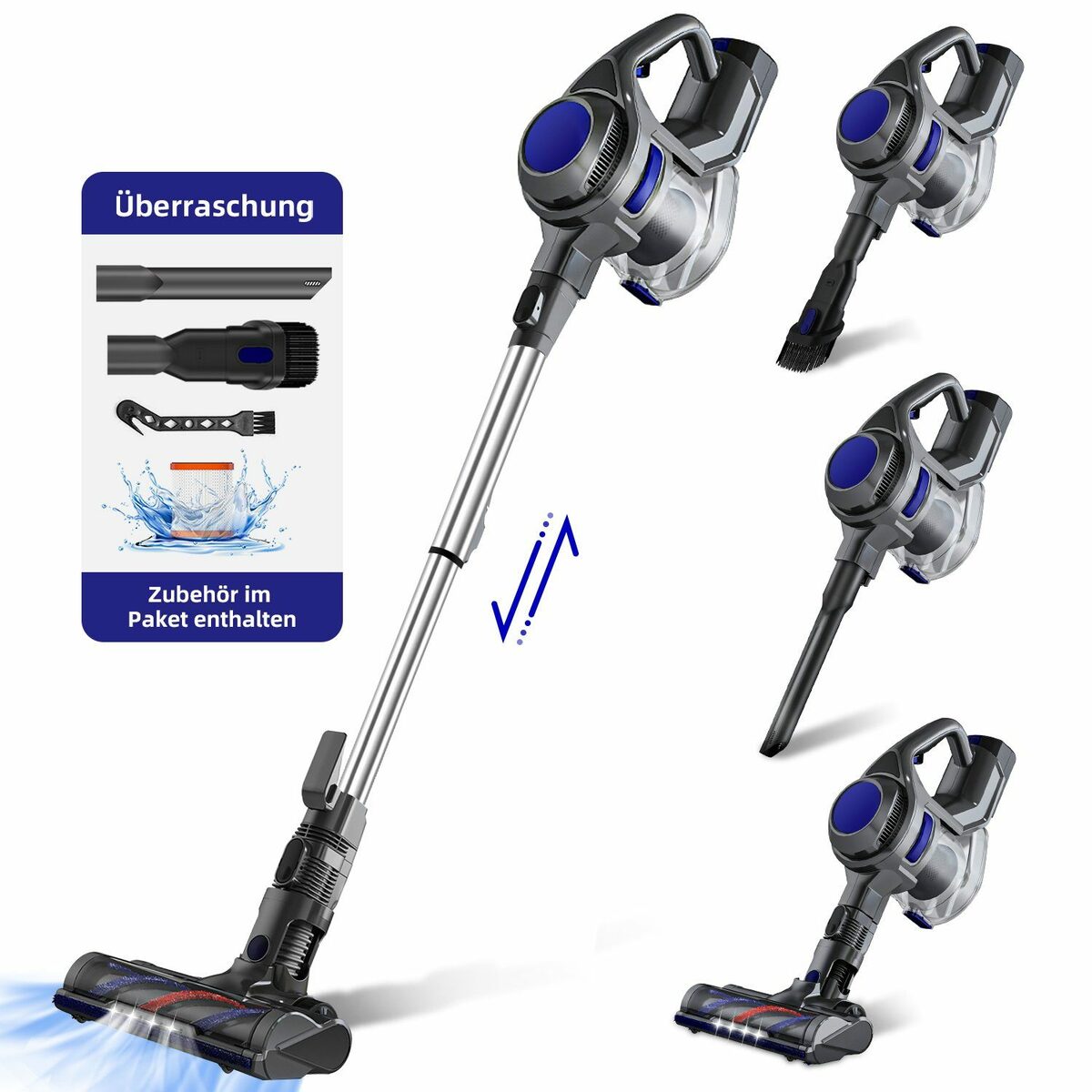Bild 1 von *Aiibot Akku-Hand-und Stielstaubsauger Akku Staubsauger, Staubsauger Kabellos,Akkusauger, mit 25000Pa, bis zu 50 Minuten Laufzeit, hocheffizientes Filtersystem mit Waschbarer HEPA-Filter