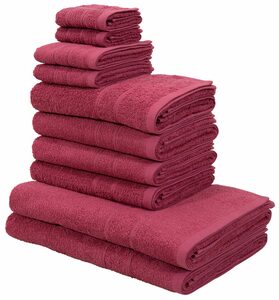 my home Handtuch Set Inga, Walkfrottee, (Set, 10-tlg), Handtücher mit feiner Bordüre, Handtuchset aus 100% Baumwolle