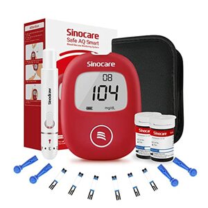 sinocare Safe AQ Smart Blutzuckermessgerät, mg/dL, blutzuckermessgerät set mit 50pcs teststreifen, Selbsttest Diabetes-Set, Portable für Reise