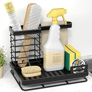 niffgaff Spülbecken Organizer Spüle Caddy Küche Edelstahl Aufbewahrung & Organisation Schwammhalte mit Abtropfschale, Küchenhelfer für Kitchen Schrubberbürste Bürste Spüllappen Sink Organizer