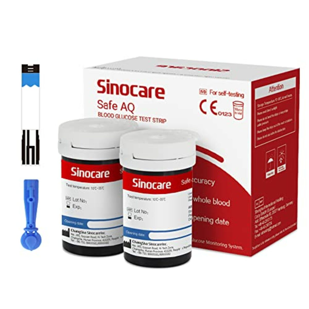 Bild 1 von sinocare Safe AQ Smart Blutzuckermessgerät, mg/dL, blutzuckermessgerät set mit 50pcs teststreifen, Selbsttest Diabetes-Set, Portable für Reise