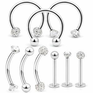 AceFun 18 Stücke Hufeisen Hoop Piercing Circular Barbell Ohr