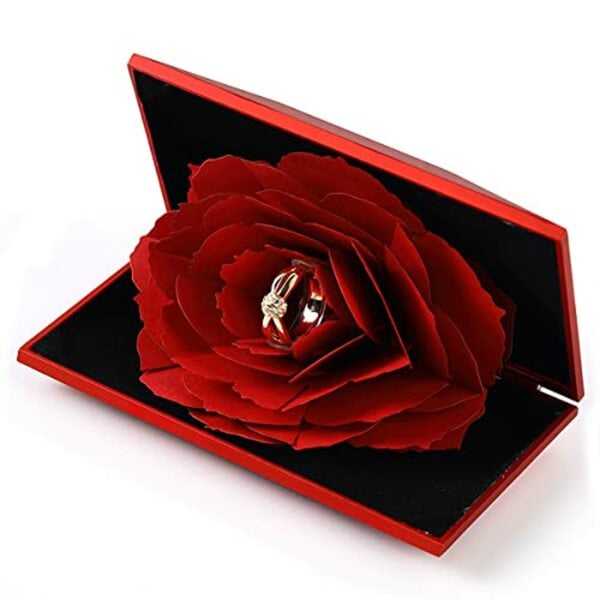 Bild 1 von Taozoey Rose Ringschachtel, Rote Rose Ringbox, Rose Ehering