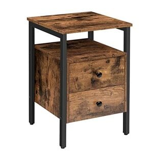 HOOBRO Nachttisch, Beistelltisch, Nachtschrank mit 2 Schublade, 40 x 40 x 61 cm, Nachtkommode, leicht montierbar, Stabiles, 43BZ01