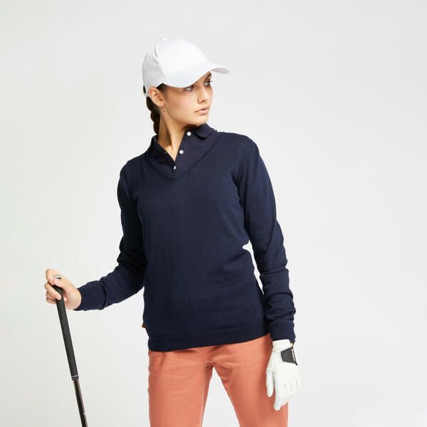 Bild 1 von Golf Pullover V-Ausschnitt MW500 Damen marineblau