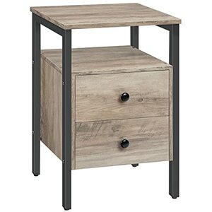 HOOBRO Nachttisch, Beistelltisch, Nachtschrank mit 2 Schublade, 40 x 40 x 61 cm, Nachtkommode, leicht montierbar, Stabiles, 43BZ01