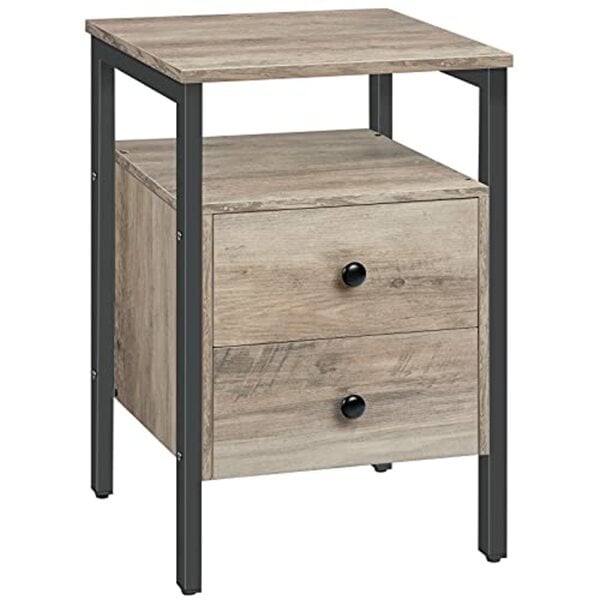 Bild 1 von HOOBRO Nachttisch, Beistelltisch, Nachtschrank mit 2 Schublade, 40 x 40 x 61 cm, Nachtkommode, leicht montierbar, Stabiles, 43BZ01