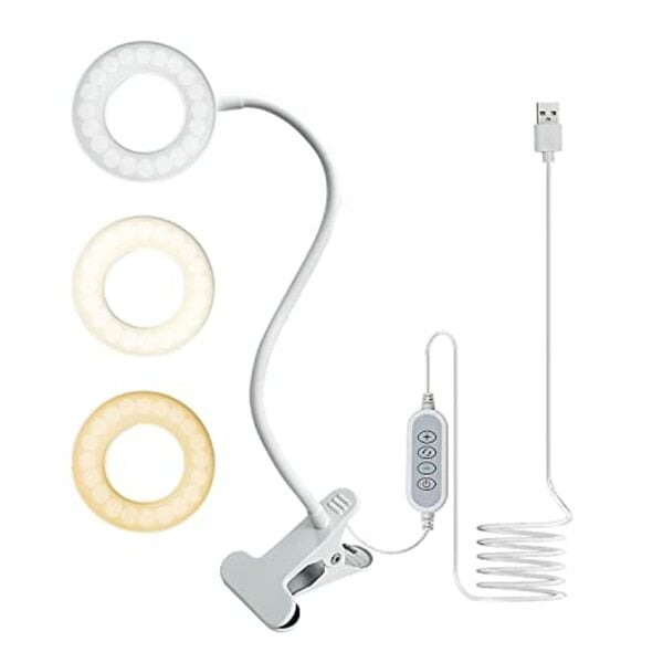 Bild 1 von Klemmleuchte LED, Leselampe Bett flexible 360° Schwanenhals Klemmlampe dimmbar mit 3 Modi und 10 Helligkeitsstufen für Bettkopfteil, Schlafzimmer, Büro