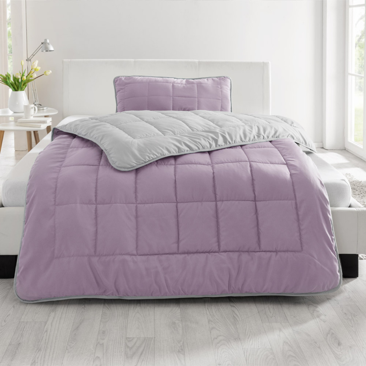 Bild 1 von Ortho-Vital Wende-Mikrofaser-Bettenset 2 tlg., ca. 135 x 200 cm, Grau/flieder