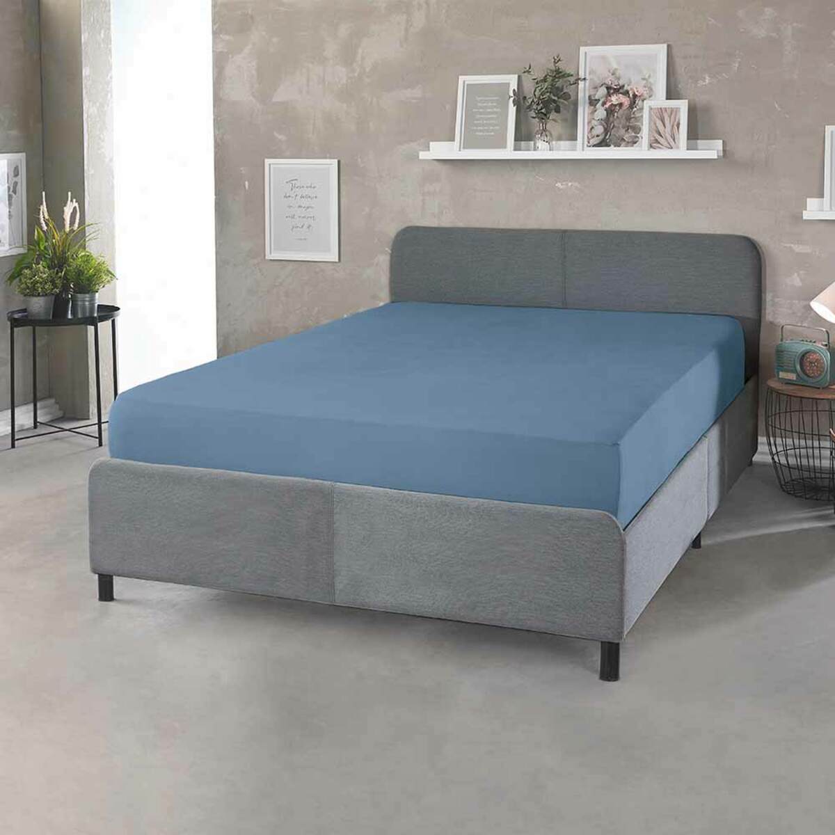 Bild 2 von Dreamtex Boxspring Mikro Interlock Spannbetttuch, 90-100x200 cm, Azurblau, 2er Set