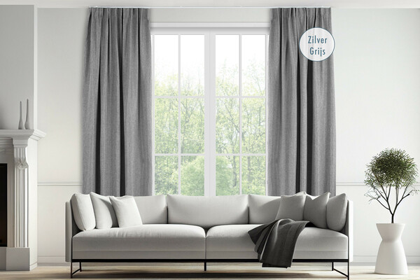 Bild 3 von LIFA LIVING Vorhang - 150 x 260 cm - Haken - Silbergrau