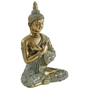 XXXLutz Buddha , 10022845 , Naturfarben, Goldfarben, Bronzefarben , Kunststoff , 23x33x14 cm , sitzend, zum Stellen , 003579018803