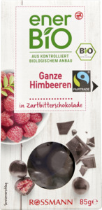 enerBiO Ganze Himbeeren in Zartbitterschokolade