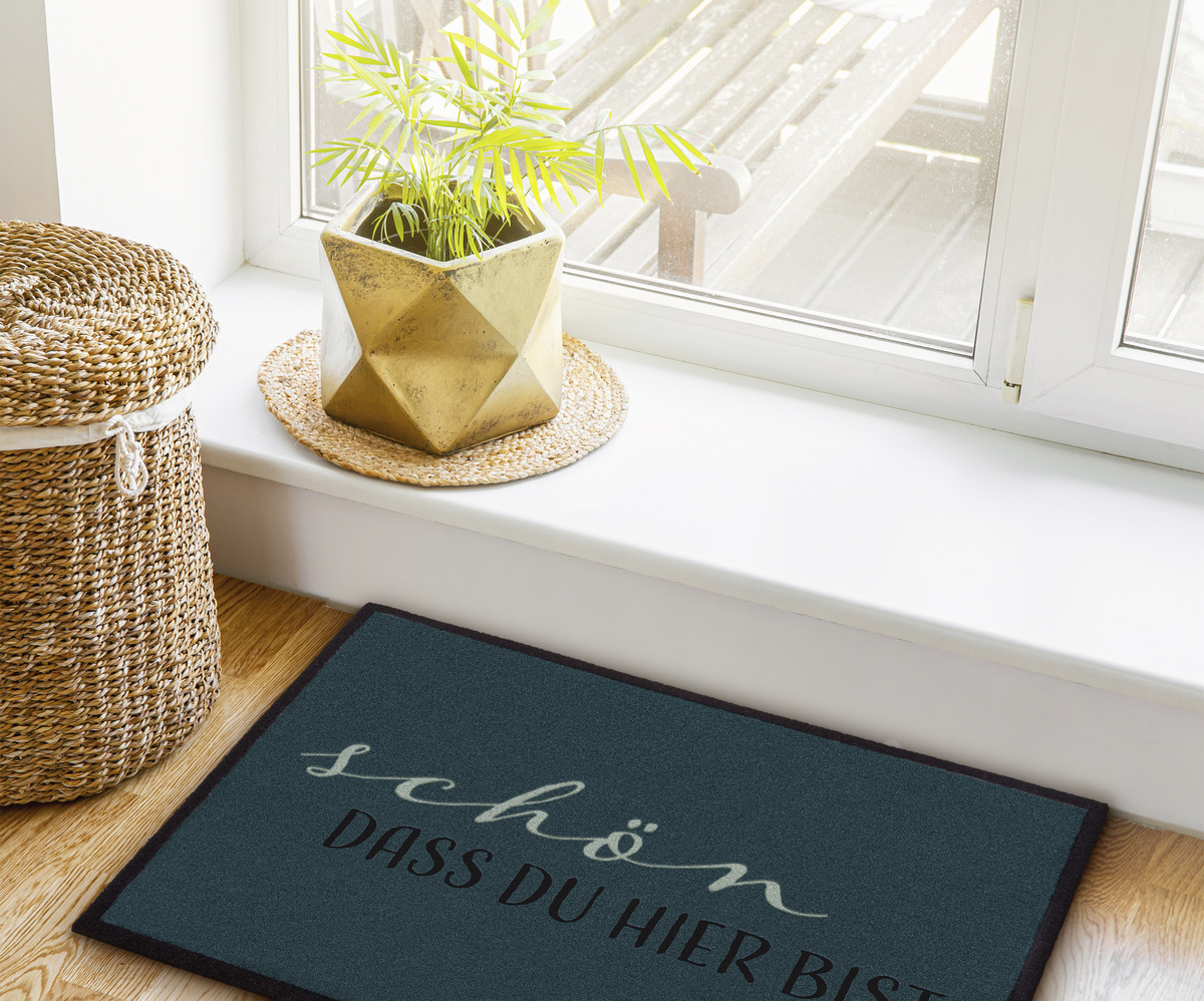 Bild 3 von IDEENWELT Schmutzfangmatte Schön, dass du hier bist grün
