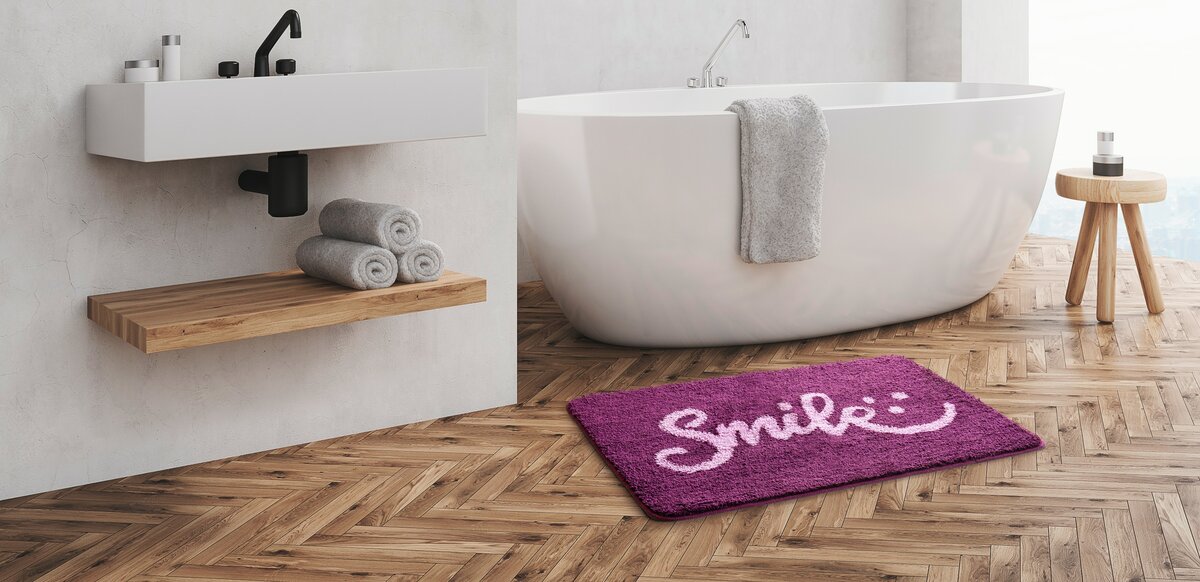 Bild 1 von Dekor Badematte m. Schriftzug- versch. Ausführungen -Smile
