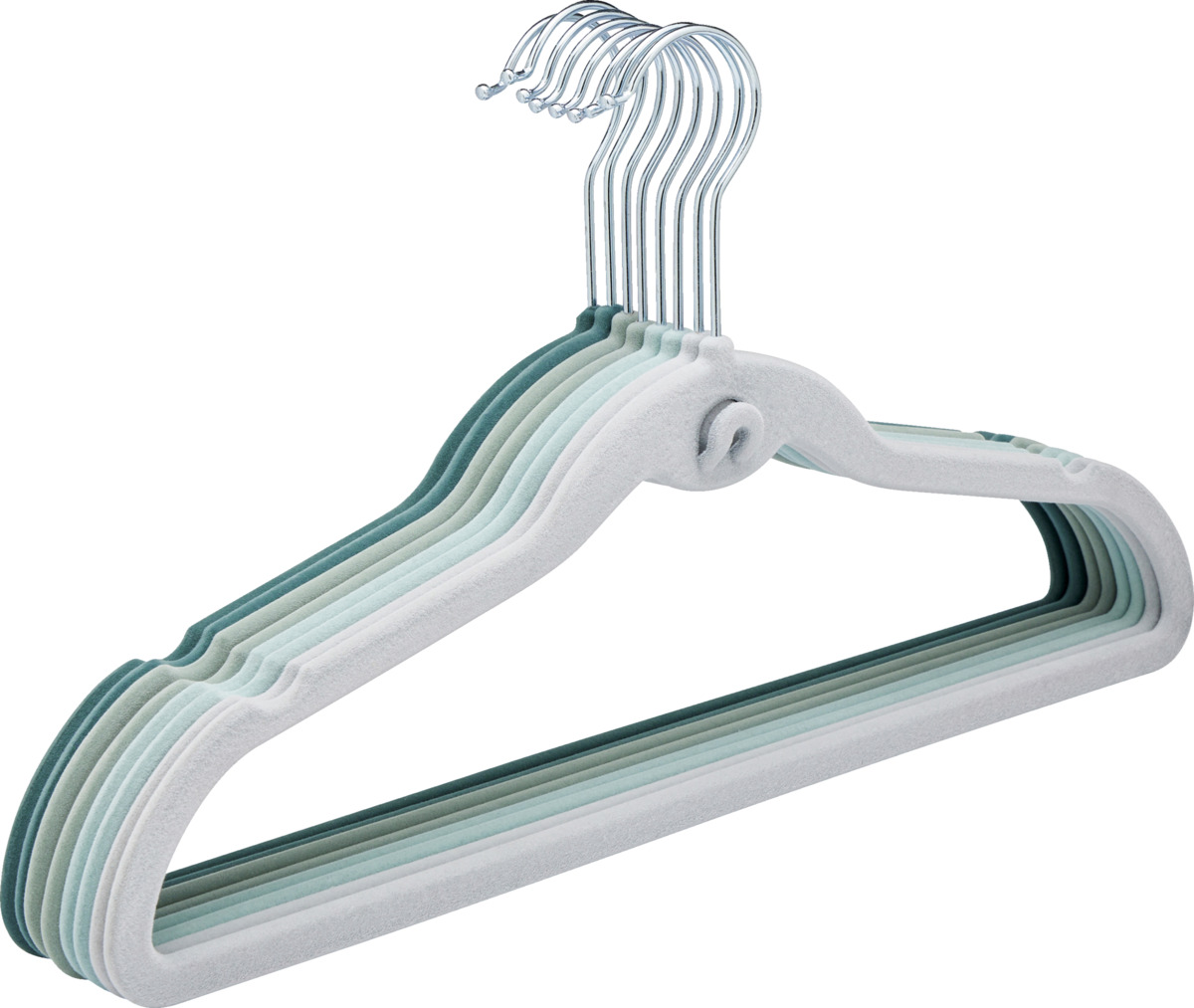 Bild 1 von IDEENWELT 8er Set Beflockte Kleiderbügel grün/grau