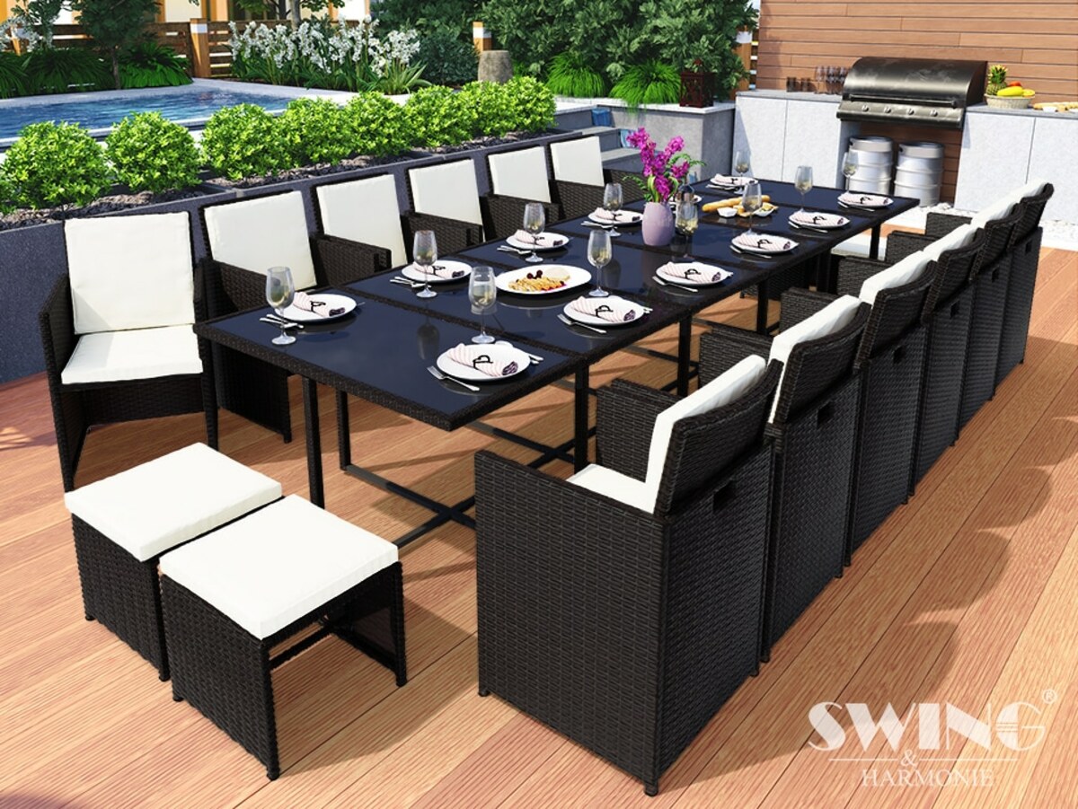 Swing&Harmonie Vegas Polyrattan Sitzgruppe Esstisch Lounge Gartenmöbel