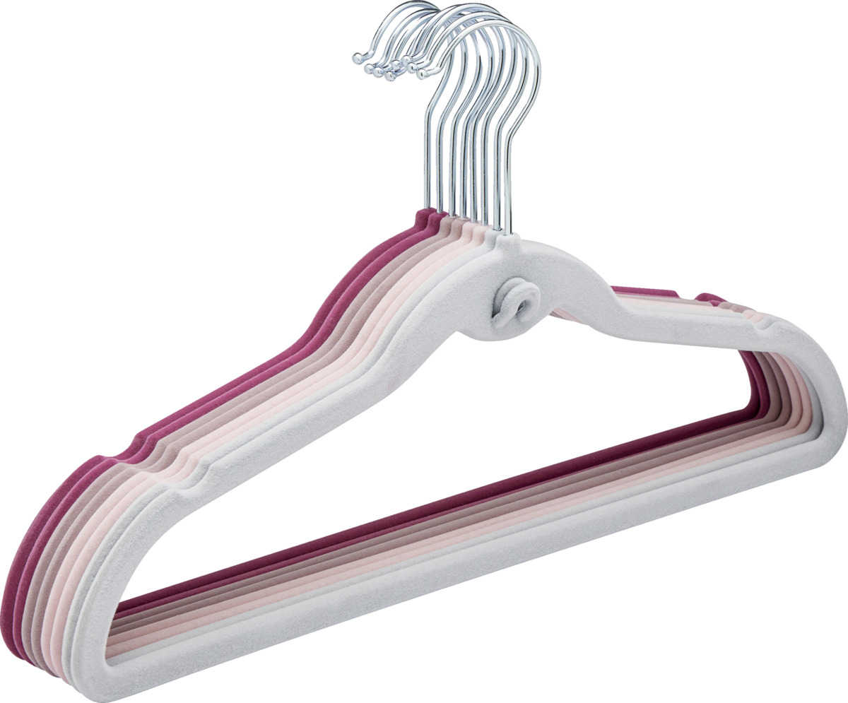 Bild 1 von IDEENWELT 8er Set Beflockte Kleiderbügel rosa/grau