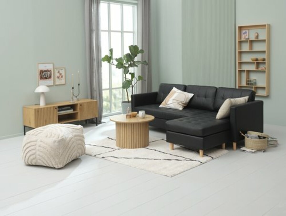 Bild 2 von Sofa FALSLEV Chaiselongue schwarzes Kunstleder