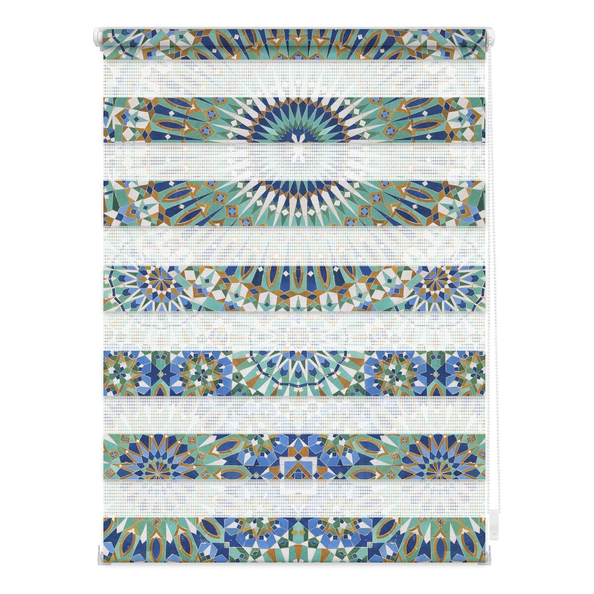 Bild 1 von Lichtblick Duo Rollo Klemmfix, ohne Bohren, blickdicht, Orientalisches Muster - Blau Grün