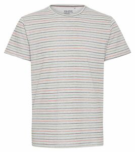 BLEND Tee Herren Baumwoll-T-Shirt nachhaltiges Sommer-Shirt mit Streifenmuster 20712372 200274 Grau