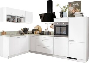Express Küchen Winkelküche »Scafa«, mit E-Geräten, vormontiert, mit Vollauszügen und Soft-Close-Funktion, Stellbreite 305 x 185 cm