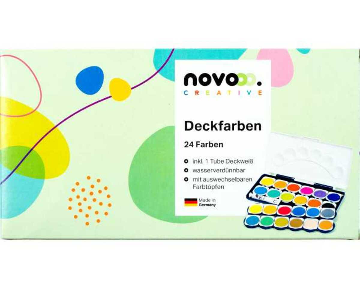 Bild 1 von Schuldeckfarbkasten 24 Deckfarben + 1 Tube weiss Novooo