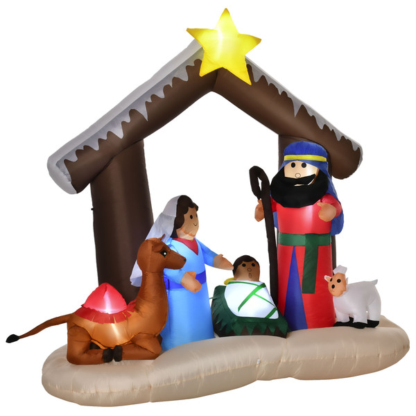 Bild 1 von HOMCOM Aufblasbarer Weihnachtsbogen Bibel-Bogen von Jesus' Geburt Weihnachtsdekoration 1,8 m Bogen mit LED-Lichter wasserdicht automatisches Aufblasen
