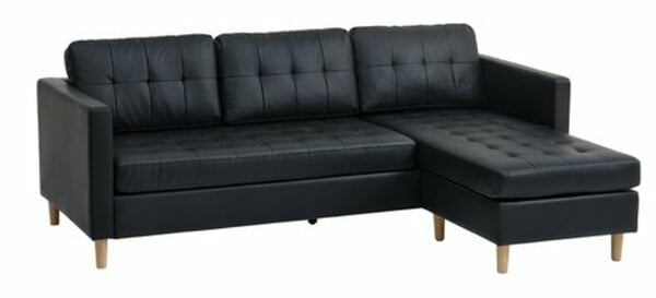 Bild 1 von Sofa FALSLEV Chaiselongue schwarzes Kunstleder