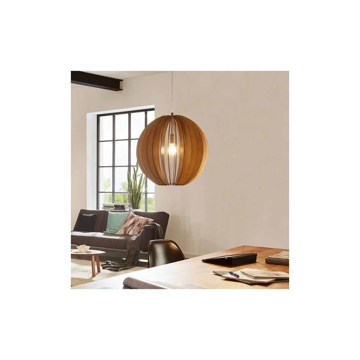 Bild 1 von Rift XL Pendelleuchte Ø 50cm mit Holzschirm Beige