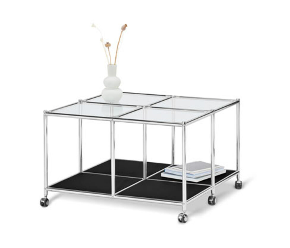 Bild 1 von Couchtisch mit Rollen, Metall Glas