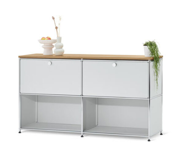 Bild 1 von Sideboard Metall »CN3« mit Holzplatte und versetzbaren Klappenfächern, weiß