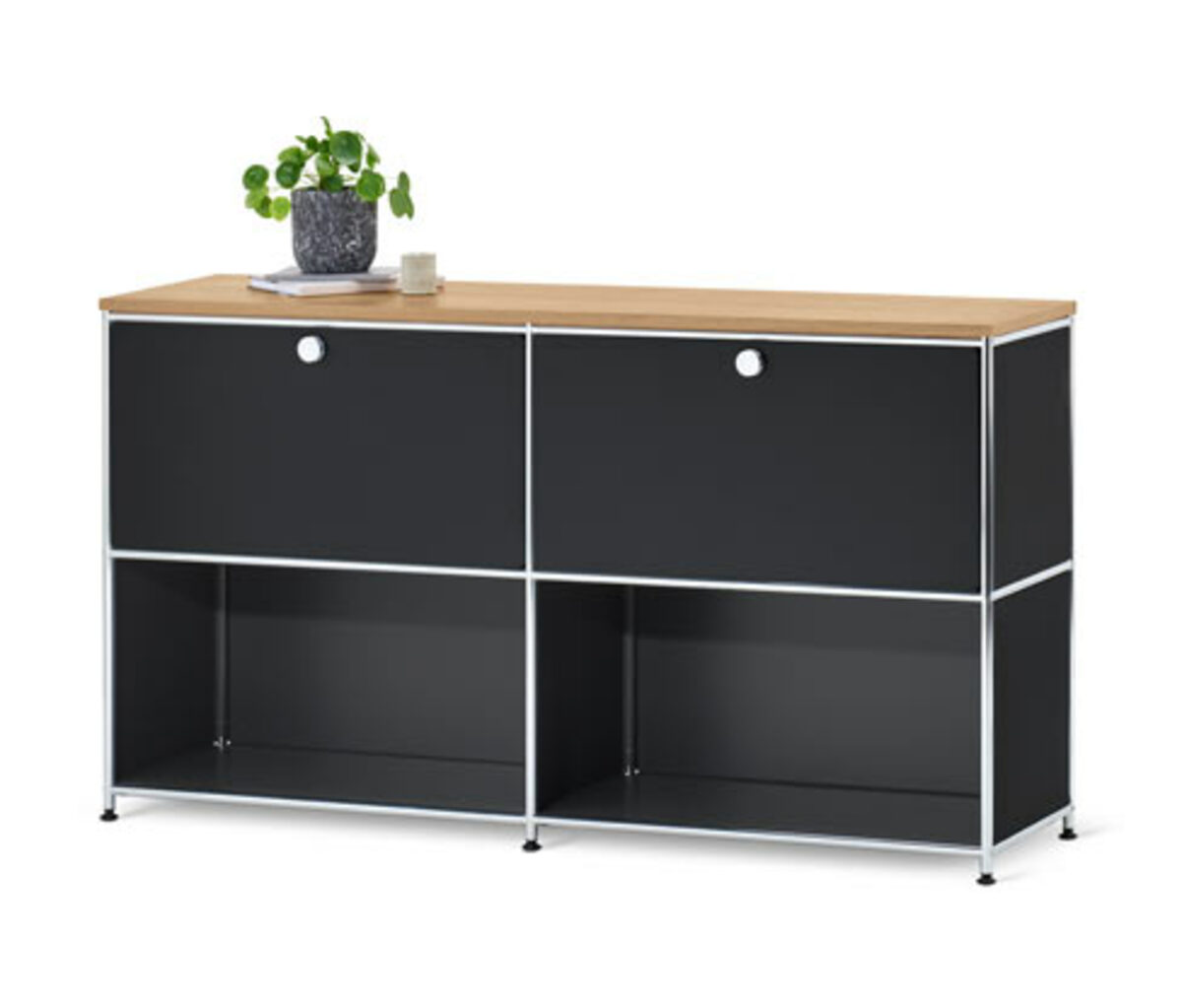 Bild 1 von Sideboard Metall »CN3« mit Holzplatte und versetzbaren Klappenfächern, schwarz