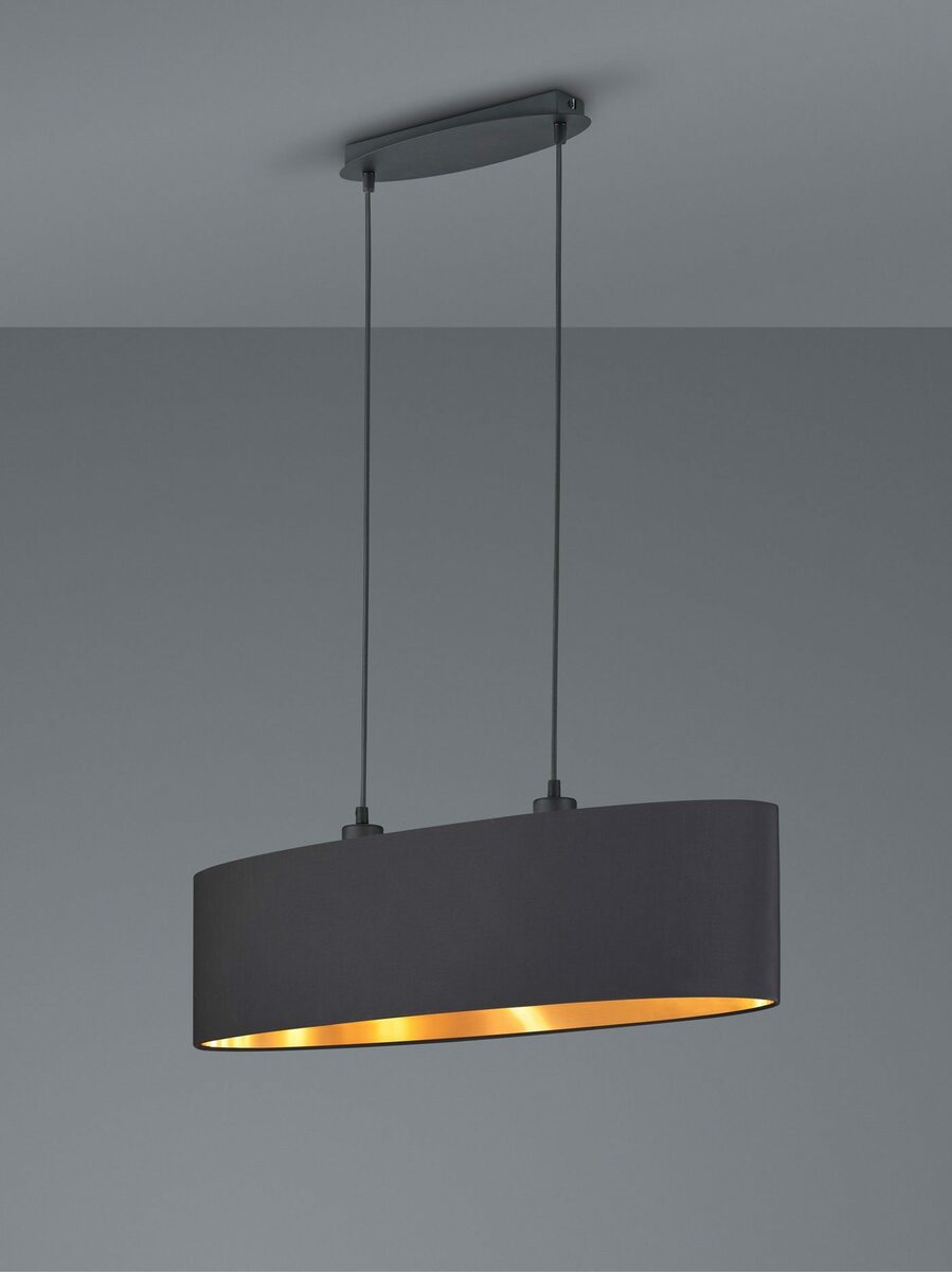 Bild 2 von my home Pendelleuchte Josie, ohne Leuchtmittel, Hängeleuchte 2-flammig, Schirm schwarz und innen goldfarbig